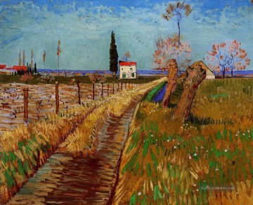 Weg durch ein Feld mit Weiden Vincent van Gogh Ölgemälde